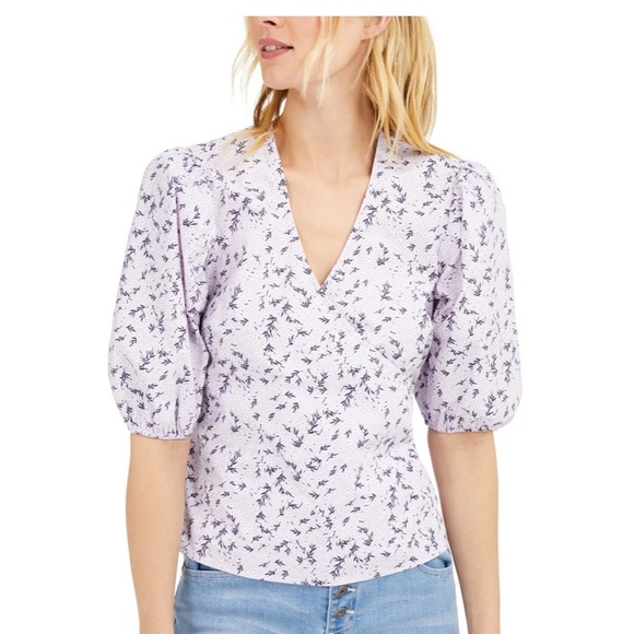 INC Floral Puff-Sleeve Blouse, - Picture 1 of 11